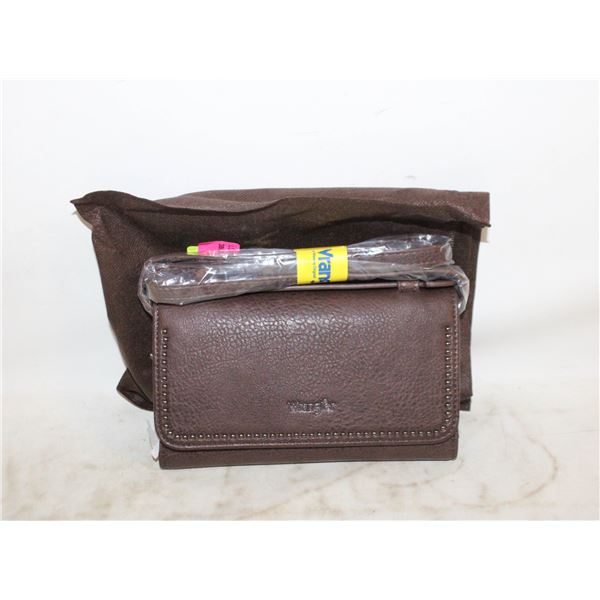 LADIES WRANGLER LEATHER PURSE BROWN