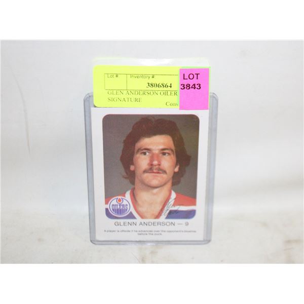 GLEN ANDERSON OILERS AUTO SIGNATURE