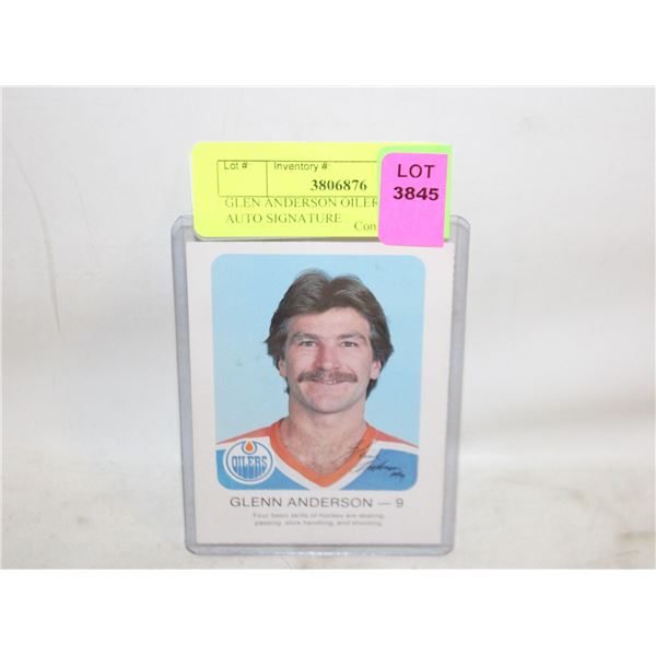 GLEN ANDERSON OILERS ROOKIE AUTO SIGNATURE