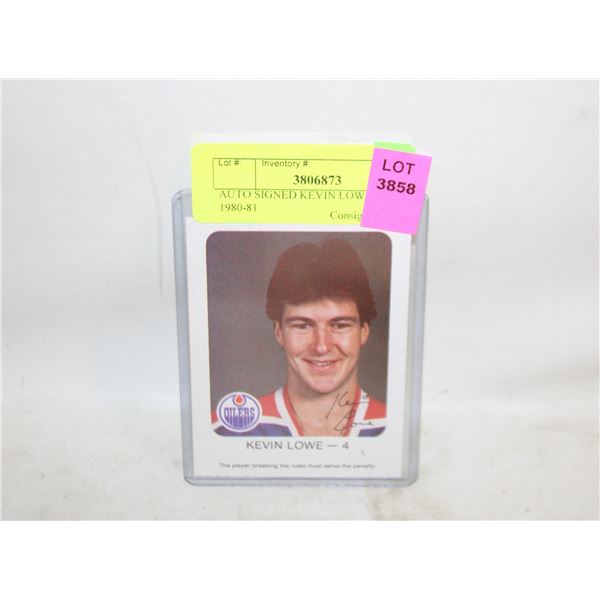 AUTO SIGNED KEVIN LOWE OILERS 1980-81