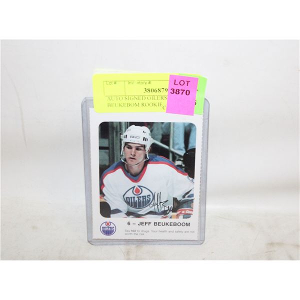 AUTO SIGNED OILERS JEFF BEUKEBOM ROOKIE