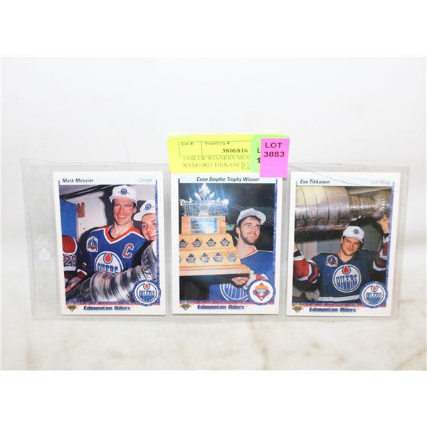 3 OILER WINNERS MESSIER RANFORD TIKKANEN UD