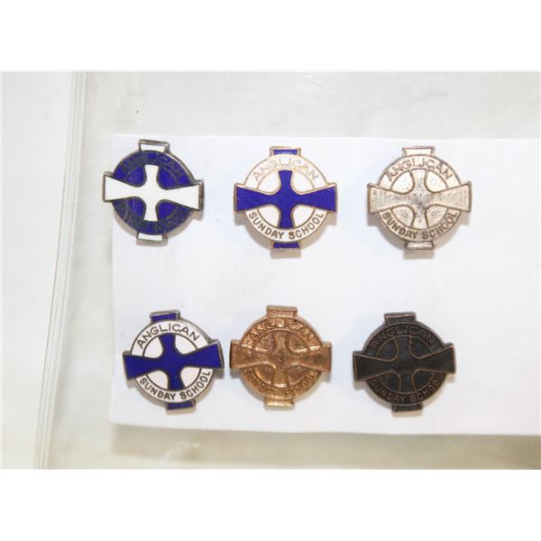 ASSORTED ANGLICAN SUNDAY SCHOOL PINS
