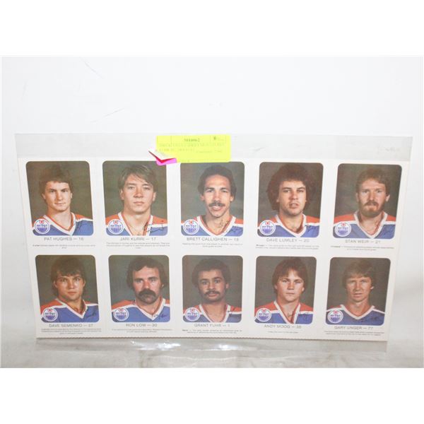 1981-82 UNCUT SHEET SIGNATURES FUHR RC, MOOG RC