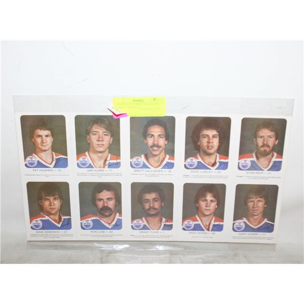 1981-82 UNCUT SHEET SIGNATURES FUHR RC, MOOG RC