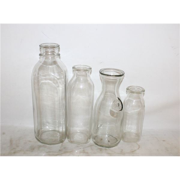 VINTAGE GLASS MILK BOTTLES ASSORTED