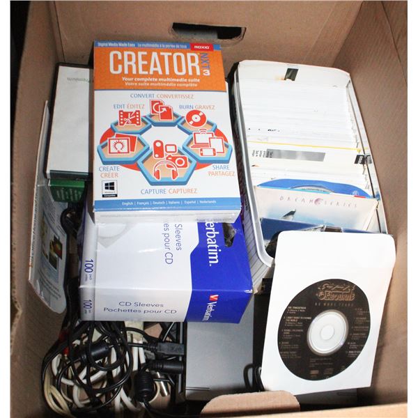 BOX OF COMPUTER CD ITEMS