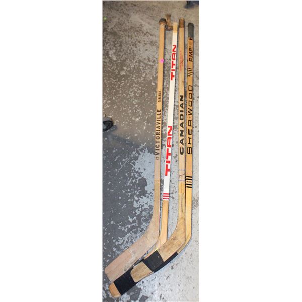4 VINTAGE HOCKEY STICKS