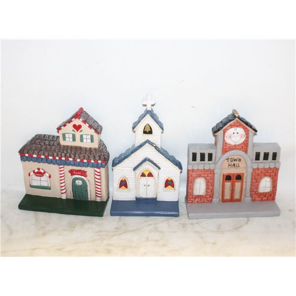 VINTAGE "EDDIE WALKER" VILLAGE CHURCH- SET OF 3