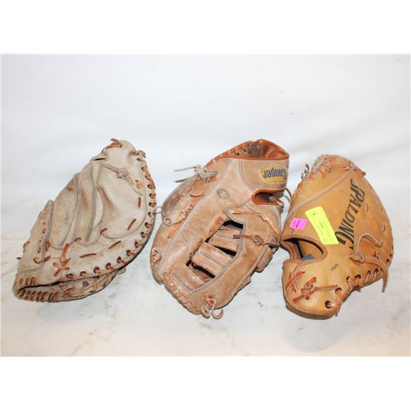 3 BASEBALL GLOVES