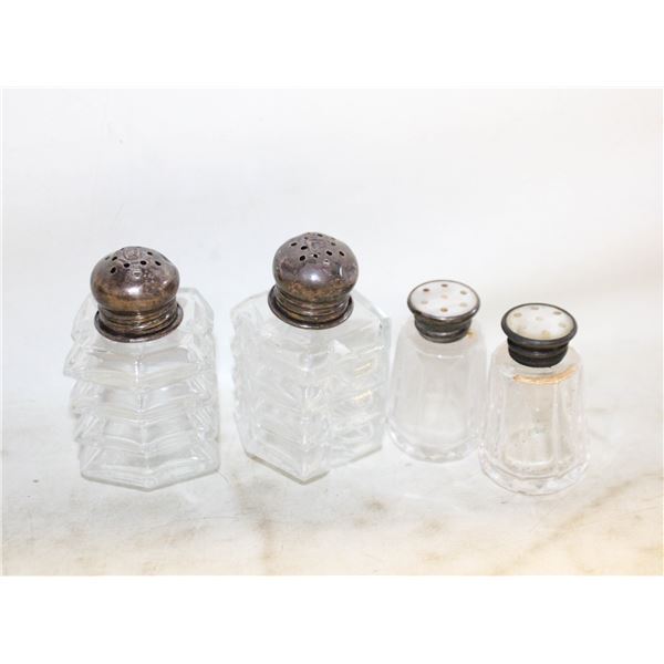 ANTIQUE STERLING SILVER TOPPED S & P SHAKERS