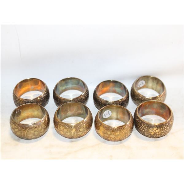 8 BRASS NAPKIN RINGS