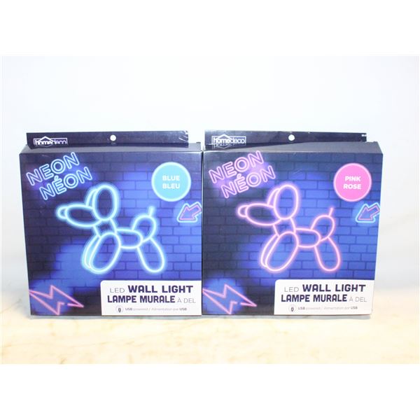 2 NEON DOG LED WALL LIGHT USB