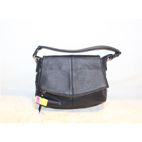 BLACK LEATHER HANDBAG
