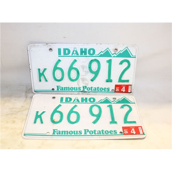 IDAHO MATCHING PLATES