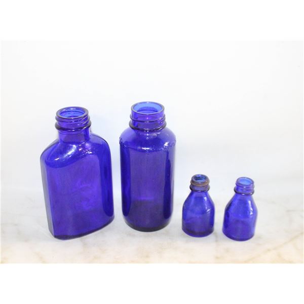 ANTIQUE BLUE COBALT BOTTLES