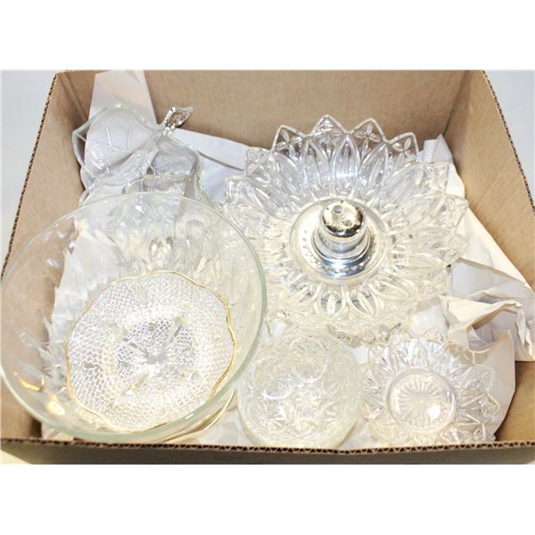 VINTAGE CURGLASS SERVING WARE- BOX LOT