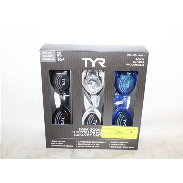 NEW TYR ADULT GOGGLES 3 PK