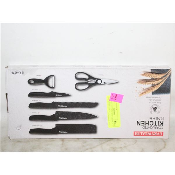 NEW 6PC KITCHEN KNIFE BLOCK SET HIGH CARBON