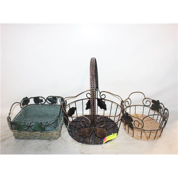 DECORATIVE METAL WIRE FRAME BASKETS ASSORTED