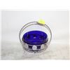 Image 1 : VINTAGE COBALT BLUE GLASS CONDIMENT DISH,