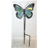 Image 1 : METAL W/GLASS MOSAIC BUTTERFLY GARDEN 42" STAKE