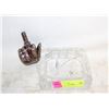 Image 1 : HEAVY CRYSTAL ASHTRAY WITH ANIMATED LIGHTER