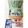 Image 1 : VINTAGE SEWING BASKET W/SUPPLIES