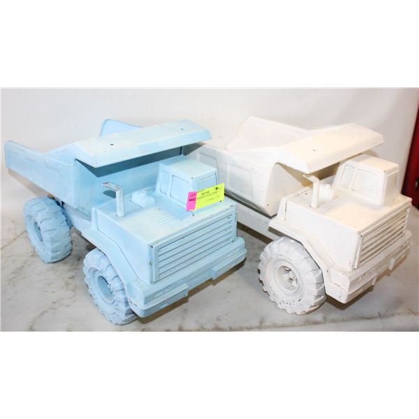 PAIR OF PAINTED TONKA DUMP TRUCKS