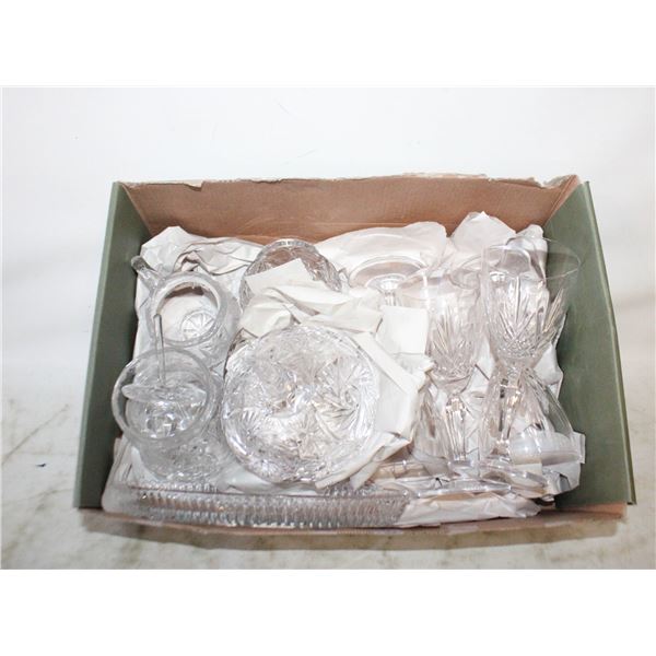 VINTAGE CRYSTAL/CUTGLASS WARE- BOX LOT ASSORTED