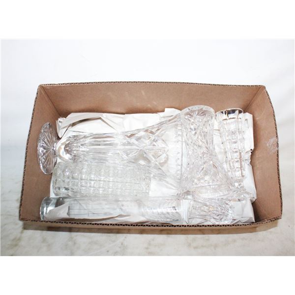 VINTAGE CRYSTAL/CUTGLASS WARE- BOX LOT ASSORTED
