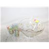 Image 1 : LARGE GLASS SERVING BOWL, 3 GLASSES;