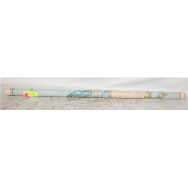 VINTAGE RAND MCNALLY WORLD MAP- 50" X 32"