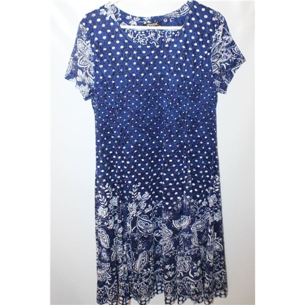 DESIGNER FLORAL POLKA DOT DRESS- PETITE L