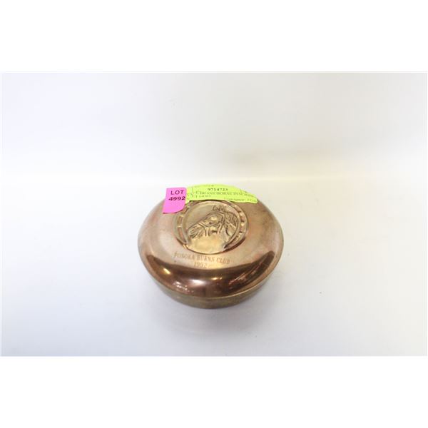 VINTAGE BRASS HORSE INSCRIBED TRINKET DISH