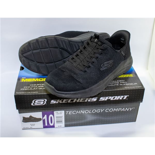 SKECHERS MENS MEMORY FOAM RUNNERS BLACK SIZE 10