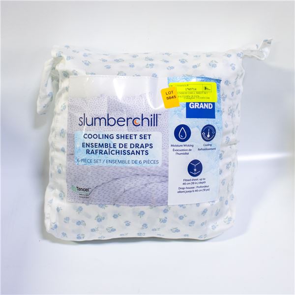 6 PC SLUMBER CHILL SHEET SET WHITE PATTERN QUEEN