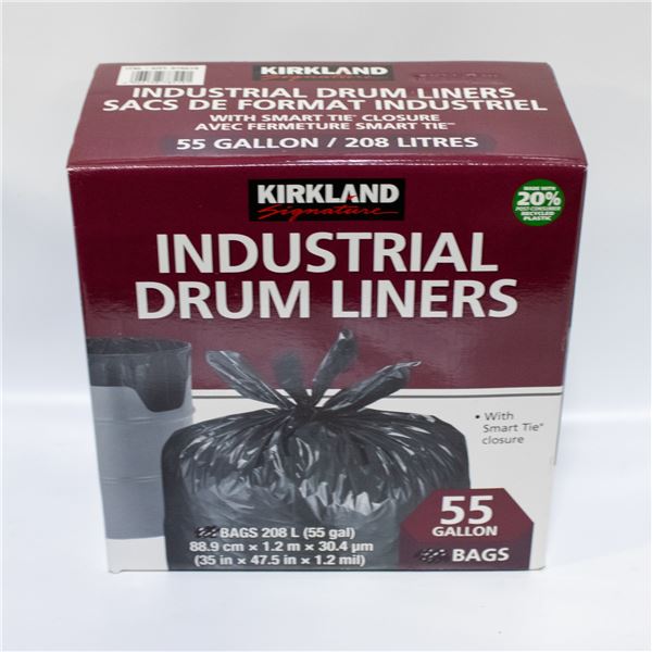KIRKLAND INDUSTRIAL DRUM LINERS BLACK - 55G