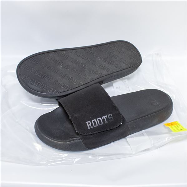 ROOTS MENS SLIDES BLACK SIZE 9