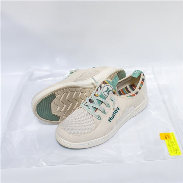 HURLEY WOMENS CASUAL SHOE CREAM & GREEN SIZE 8