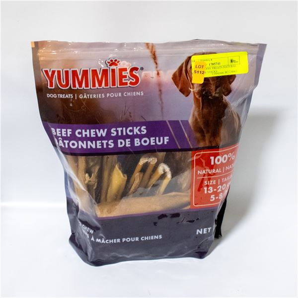 YUMMIES DOG TREATS NATURAL BEEF CHEW STICKS
