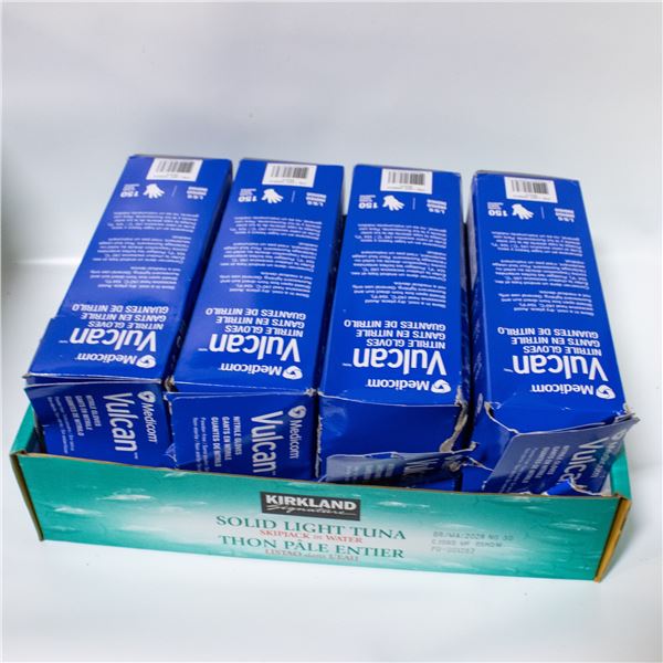 4 PACK OF MEDICOM VULCAN NITRILE GLOVES BLUE SZ L