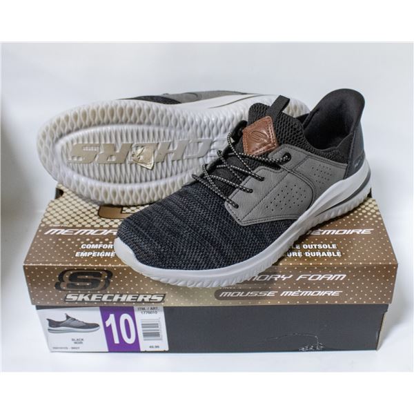 SKECHERS MENS RUNNING SHOES BLACK & GREY SIZE 10