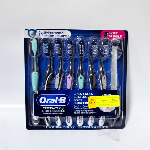 7 PACK OF ORAL B SOFT CROSS ACTION TOOTHBRUSHES