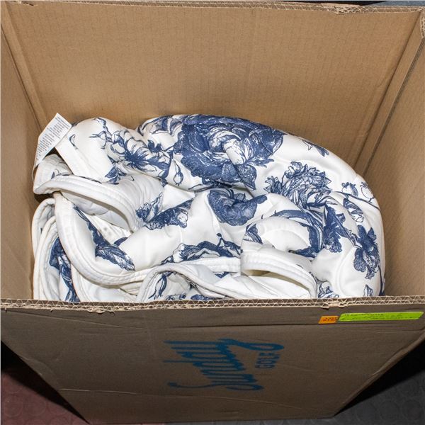 BERKSHIRE COOLING BLANKET WHITE & BLUE FLORAL KING