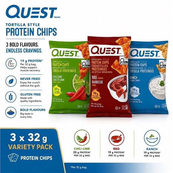 3 QUEST 20G PROTEIN CHIPS VARIETY BB 09/26