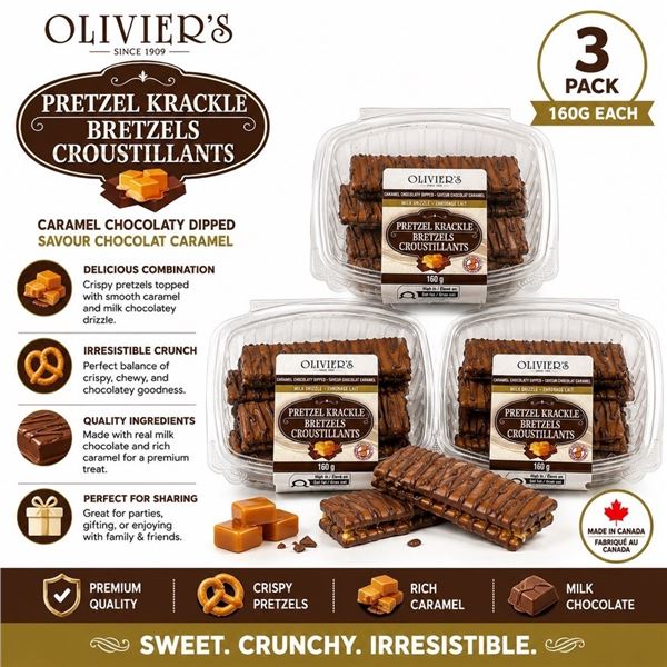 3 OLIVIER'S CARAMEL PRETZEL KRACKLE 160G