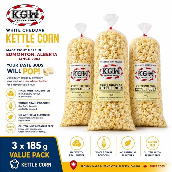 3 KGW WHITE CHEDDAR KETTLE CORN 185G