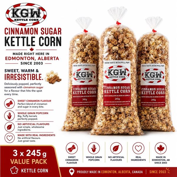 3 KGW CINNAMON SUGAR KETTLE CORN 245G