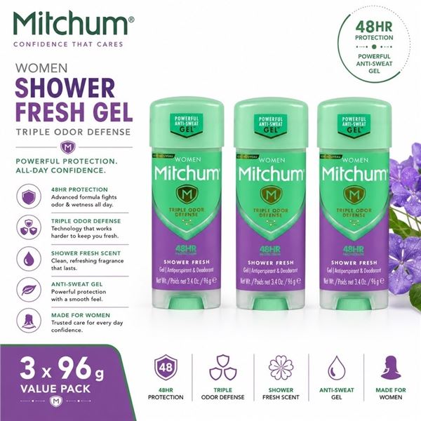 3 MITCHUM WOMEN SHOWER FRESH GEL 96G